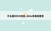 什么是DDOS攻击_ddos攻击啥意思