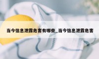 当今信息泄露危害有哪些_当今信息泄露危害