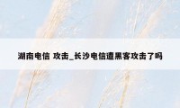 湖南电信 攻击_长沙电信遭黑客攻击了吗