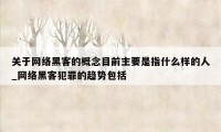 关于网络黑客的概念目前主要是指什么样的人_网络黑客犯罪的趋势包括