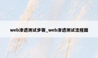 web渗透测试步骤_web渗透测试流程图