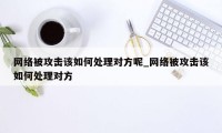 网络被攻击该如何处理对方呢_网络被攻击该如何处理对方