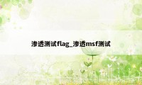 渗透测试flag_渗透msf测试