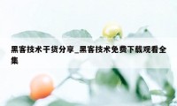 黑客技术干货分享_黑客技术免费下载观看全集