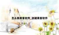 怎么做黑客软件_创建黑客软件