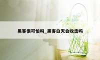 黑客很可怕吗_黑客白天会攻击吗