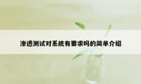 渗透测试对系统有要求吗的简单介绍