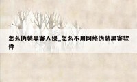 怎么伪装黑客入侵_怎么不用网络伪装黑客软件