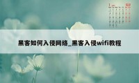 黑客如何入侵网络_黑客入侵wifi教程