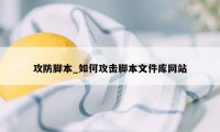 攻防脚本_如何攻击脚本文件库网站