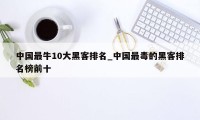 中国最牛10大黑客排名_中国最毒的黑客排名榜前十