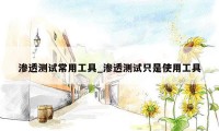 渗透测试常用工具_渗透测试只是使用工具